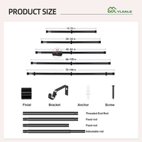 Tringle à rideaux métallique extensible robuste de 18 à 144 pouces, diamètre 25 mm, avec embouts décoratifs pour chambre à coucher – Vente en gros usine Yijiale