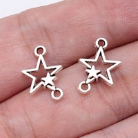 Connecteur double étoile creuse 15x11mm à 2 boucles en alliage doré pour collier céleste superposé