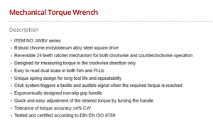 TOPTUL Hi-Performance ANBV1621 Clé dynamométrique mécanique chromée DIY & OEM Compatible Mesure métrique certifiée DIN EN ISO 6789 - Product Image 6