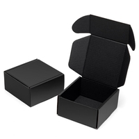 Cajas de correo de papel Kraft negras personalizadas, cartón corrugado de flauta electrónica, impresión en relieve impermeable para cuidado personal y cosméticos