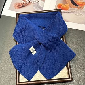 Knitted <b>Wool</b> Short Scarf Solid Color Collar Warm Cross Scarf Neutral Gender Autumn Winter Wear - Product Image 3