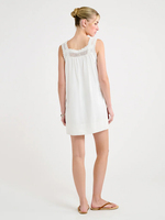 Robe élégante blanche à col carré sans manches pour femme, coupe ample et ajustée, simple et polyvalente, idéale pour les vacances, mini-robe droite