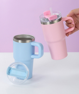 14oz 20oz Stainless Steel Tumbler With Handle Straw Lid Double Wall <b>Insulated</b> 304 201 Metal Travel Mug Custom Logo Car Cup - Product Image 3