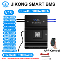 JIKONG JK BMS V19 Smart BMS 8S-24S BT RS485 CAN con Calentamiento 0.6-2A y Balanceador Activo 100-300A para Baterías Li-ion/LiFePo4/LTO con Pantalla BMS