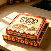 Boîtes à pizza rigides en papier kraft écologiques et recyclables avec logo personnalisé, cartons de livraison de nourriture en carton ondulé de qualité alimentaire, impression quadricolore