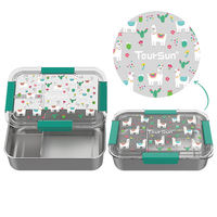 Boîte à lunch en acier inoxydable pour enfants avec impression de licorne de dessin animé personnalisée, récipient de stockage alimentaire pour filles, idéal pour la rentrée scolaire et les pique-niques