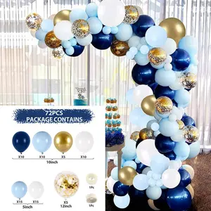 Grosir Balon Lateks Macaron Biru Tua Set Balon Logam Balon Dekorasi Pengaturan Pesta Ulang Tahun