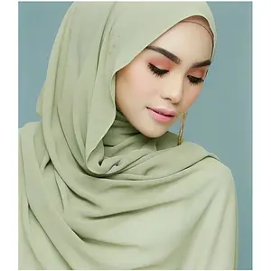 2022 Drops hipping Kostenlose Probe Neu Neueste Frauen Einfarbig Schal Blase Chiffon Hijab Muslim Georgette Hijab