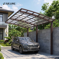 Abri de voiture en aluminium au profil élégant, sur mesure, avec toit en polycarbonate cintré, pour les distributeurs, les parkings commerciaux, résistant au vent