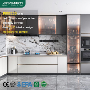 Thiết kế miễn phí sơn mài Pet PVC tủ bếp trắng hiện đại Modular dân cư bền lưu trữ tủ bếp - Product Image 1