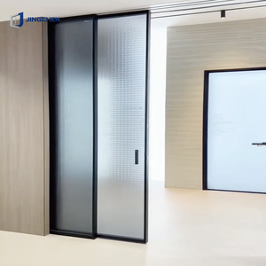 Puerta Corredera Moderna <span class=keywords><strong>de</strong></span> Aluminio con Marco Estrecho y Vidrio Estriado para Privacidad, Ideal para Cocina, Baño, Sala <span class=keywords><strong>de</strong></span> Exposiciones y Proyectos <span class=keywords><strong>de</strong></span> Interiores - Product Image 1