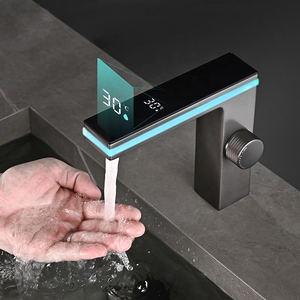 모던 싱글홀 세면대 수도꼭지 LED 디스플레이 무드등 디지털 수도꼭지 - Product Image 3
