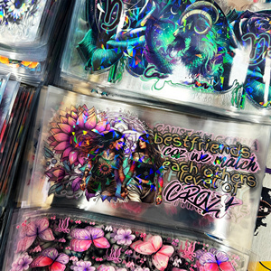 Nouvelles autocollants holographiques UV de style design pour loisirs créatifs et habillage de tasses, transferts UV DTF pour la vente en gros aux entreprises, prêts à presser - Product Image 1