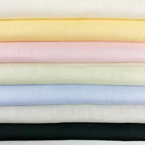 Экологичная Легкая однотонная чистая белая 100% льняная ткань для мужских рубашек