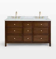 Meuble-lavabo de salle de bain autoportant en bois massif résistant à l'eau, armoire à pharmacie en céramique, coiffeuse sur mesure pour villa