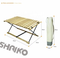 Table de camping pliable d'extérieur, table de pique-nique en bois, table de loisirs portable
