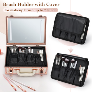 Estuche Organizador de Maquillaje Grande con Espejo LED, Soporte para Brochas, Divisores Ajustables, Estuche Portátil para Cosméticos y Almacenamiento de Uñas - Product Image 3