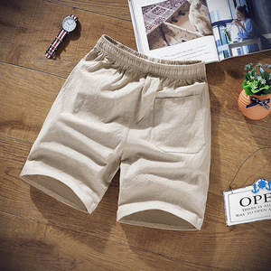 Summer Breathable 100% Polyester Soft Casual <b>Linen</b> <b>Shorts</b> Plain Dyed Beach <b>Shorts</b> - Product Image 3
