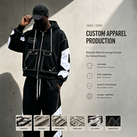 Set Personalizzato da Uomo con Felpa con Zip e Pantaloni in Felpa, 100% Cotone, Traspirante, con Ricamo e Dettagli Cuciti, Oversize, Stile Streetwear
