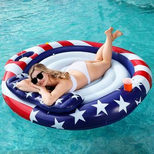 Easytime Inflatable Round Floating Raft With Cup Holders Pool Lounge Float For Adults Outdoor Water Fun - Product Image 1