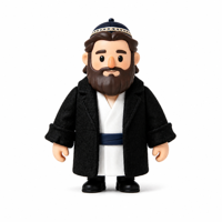Figurines d'action personnalisées inspirées de la culture juive, en plastique, avec barbe, vêtements noirs et robe blanche, jouets, poupées en vinyle à thème culturel