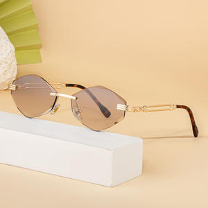 Gafas de Sol Personalizadas con Marco Poligonal sin Montura para Mujer, Lentes de PC con Protección UV400, Estilo Instagram - Product Image 4