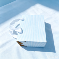 Boîte cadeau en papier rigide avec logo personnalisé imprimé, avec poignée en ruban, emballage cadeau de luxe pour les fêtes d'anniversaire, de mariage, les cadeaux pour invités