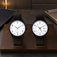 Lässige Business-Herren-Quarzarmbanduhr Multifunktionales Uhrwerk Edelstahlgehäuse Echtlederarmband