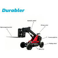 Chariot élévateur télescopique électrique mini silencieux pour usage intérieur, manutention compacte pour le levage de palettes, de foin et de marchandises