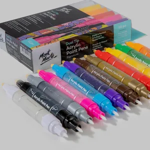 Mont Marte Acrylic Paint Pens Dual Tip Fine/Broad 12pc Artist Markers Acrylic Paint Pen Set