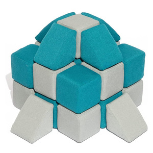 Blocs de construction en mousse souple pour enfants, 10x10x10 Cm, en tissu bleu paon, éponge à haute élasticité pour le jeu et l'apprentissage des tout-petits - Product Image 3