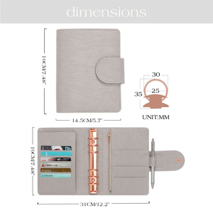 สมุดโน้ตสำนักงานแหวนโรสโกลด์6สีทำจากหนัง A6วางแผนทางการเงิน12สี - Product Image 4