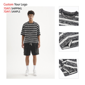 เสื้อยืดผู้ชายทรงบ็อกซี่โอเวอร์ไซส์ สตรีทแวร์ ผ้าคอตตอนถัก 100% พิมพ์ลายตามสั่ง หนานุ่ม สไตล์วินเทจ ล้างสีแบบแอซิดวอช ป้องกันการเป็นขุย - Product Image 4