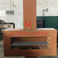 Cheminée ouverte, intérieur en bois, extérieur, foyer et barbecue hybrides