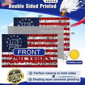 Double Sided Eco-Friendly Digital Printed Polyester 250 Years Black American <b>Flag</b> 3x5 Ft Anniversary Patriotic Design 1776-2026 - Product Image 3