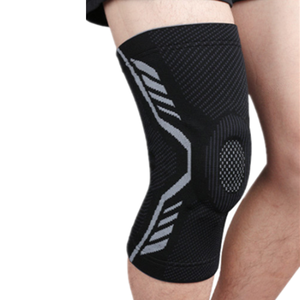 Genouillère de compression en tissu tricoté 3D, haute élasticité, respirante, durable, antidérapante, avec coussinets en silicone anti-choc - Product Image 4