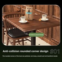 American Retro Cafe Bar Table en bois massif Baking Dessert Milk Tea Store Table à manger Mobilier élégant pour restaurant