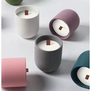 LANJO Pot à bougie pilier en céramique Hurricane fait main, couleur personnalisée, impression sérigraphique, vide, pour décoration intérieure privée - Product Image 1