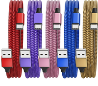 Kabel USB-A/Type-C 2ft 5-Pack Pengisian Cepat untuk iPhone 17/16/15 Pro Max/ untuk S25-S20
