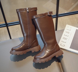 Bottes de printemps pour filles, bottes en cuir à tige haute, chaussures à fermeture éclair pour enfants, chaussures mi-mollet, chaussures d'hiver pour bébés filles - Product Image 2