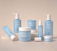 Juego de Envases de Lujo para Cuidado de la Piel con Logotipo Personalizado - Botellas y Frascos de PP Rosa para Champú, Loción Corporal, Mascarilla Capilar y Crema Facial