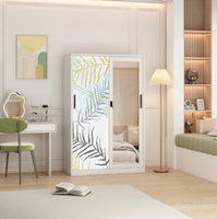 Armoire de chambre à coucher multifonctionnelle en acier avec 2/3 portes coulissantes, miroir et tiroirs – Modèles d'armoires et placards