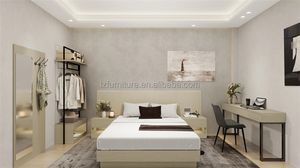 ชุดเฟอร์นิเจอร์ห้องนอนโรงแรมไม้สีอ่อนทันสมัย เตียงหุ้มเบาะพร้อมตู้เสื้อผ้า เป็นมิตรกับสิ่งแวดล้อม ทนทาน เหมาะสำหรับโรงแรมและโรงเรียน - Product Image 6