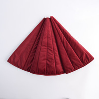 Jupe de sapin de Noël matelassée rouge en polyester de 48 pouces avec col – Marque Lanhe – Vente en gros