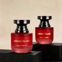Flacon de parfum en verre bleu design 50ml 100ml, flacon pulvérisateur de parfum à col rond, flacon de parfum personnalisé avec bouchon en plastique ABS