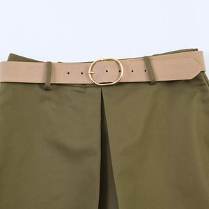 Shorts Culotte <span class=keywords><strong>Femme</strong></span> 2026 Personnalisés Couleur Unie avec Ceinture Amovible Taille Mi-Haute Jambe <span class=keywords><strong>Large</strong></span> OEM/ODM par Usine Chinoise - Product Image 4