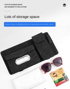 Organisateur de pare-soleil de voiture multifonctionnel en cuir pour mouchoirs, cartes, lunettes, billets, serviettes en papier, 4 à 7 compartiments - Product Image 4