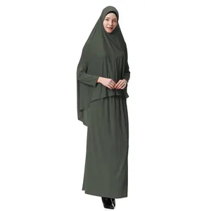 High Quality Arabic Robe Hijab Lady Thobe Dress Hijab With Long Sleeves Set