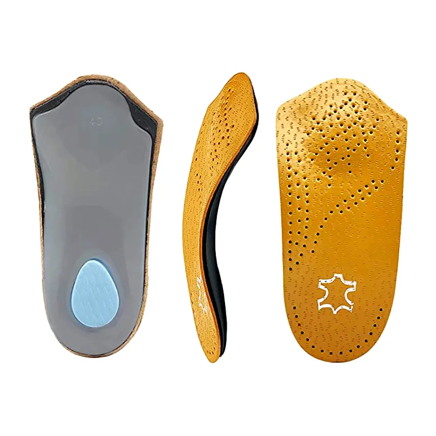 Semelles orthopédiques Support de talon de pied plat pratique hommes femmes correcteur élastique plantaire 3/4 longueur semelles intérieures en cuir artificiel