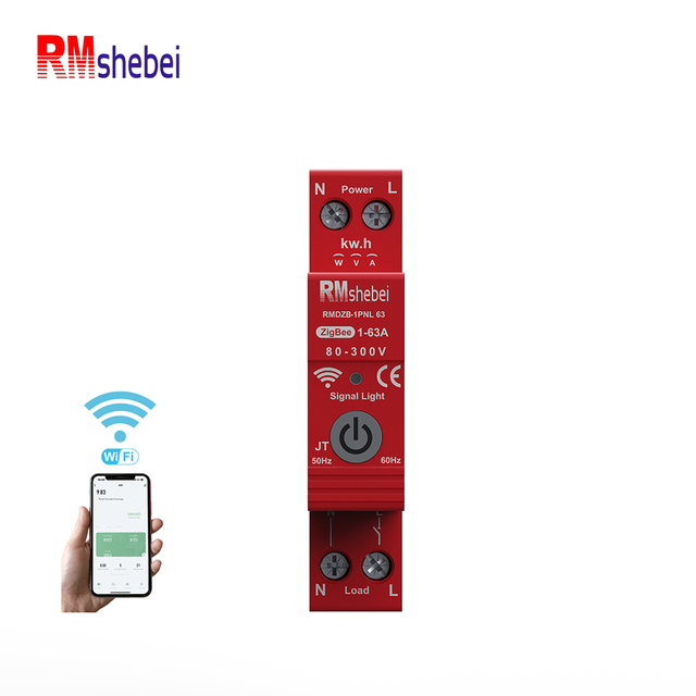 RMshebei Zigbee Smart Circuit Breaker Remote Control Reclosing 1P 63A Tuya Smart Mcb Switch Mobile APP Remote Control Smart Home